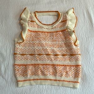 NWOT Lush Orange and White Knit Sweater Tank